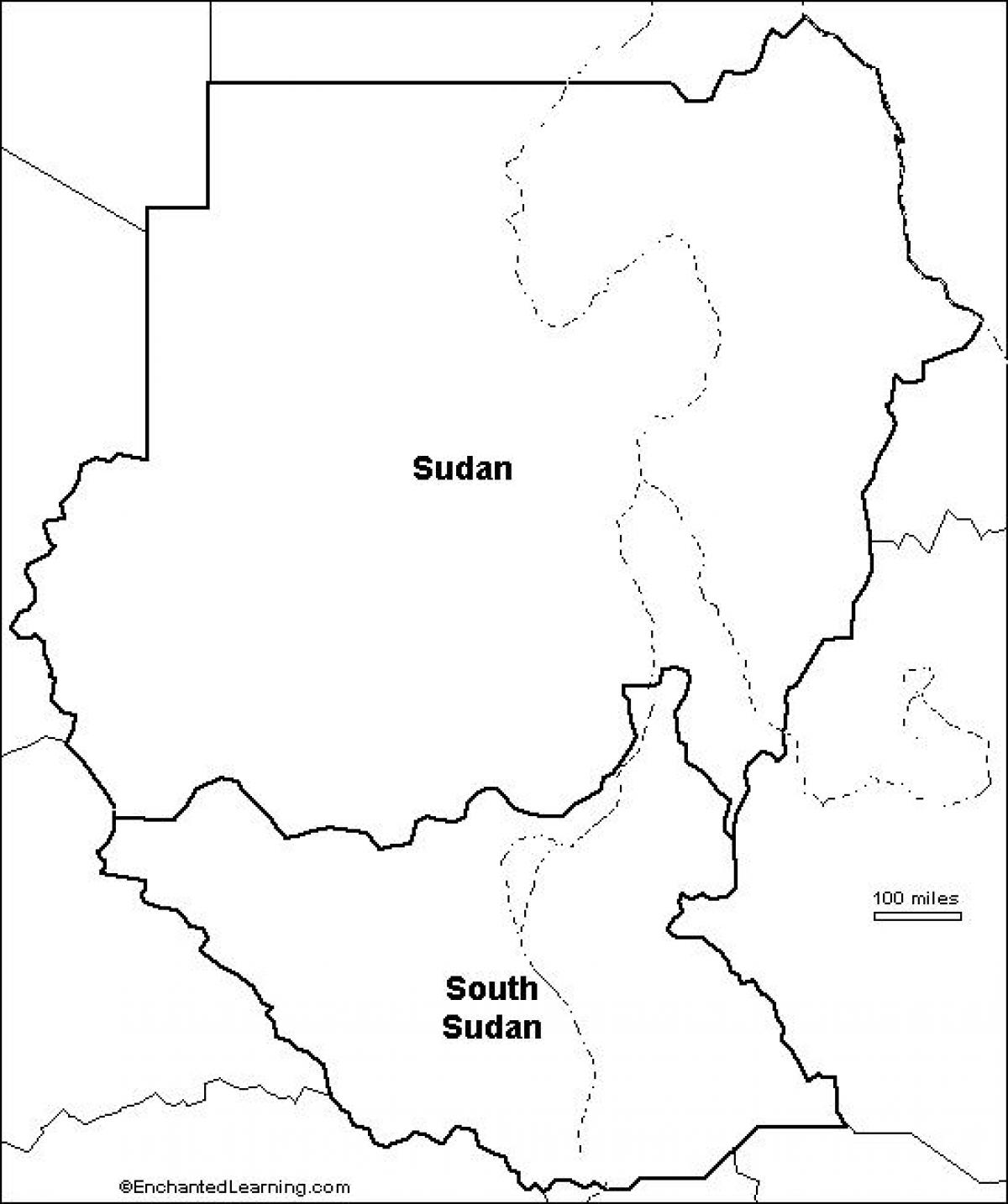 Kort over Sudan blank