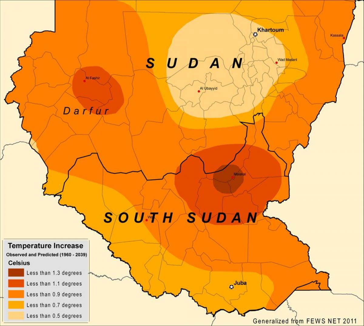 Kort over Sudan klima