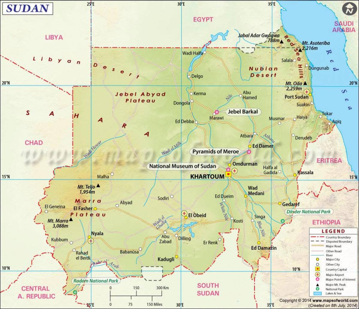 kort over Sudan
