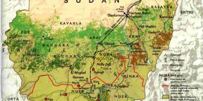Kort over Sudan geografi